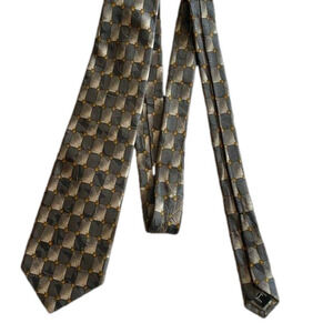 Nordstrom’s Robert Talbot silk tie in dark browns/black geometric pattern